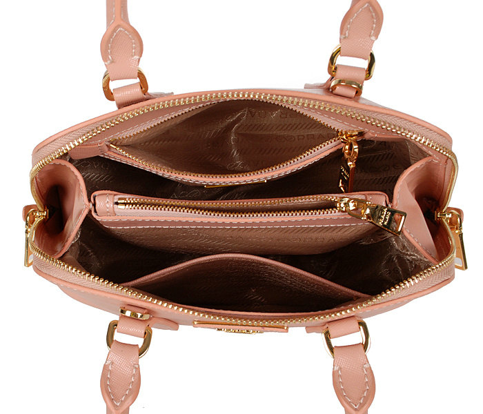 2014 Prada Shiny Saffiano Leather Two Handle Bag BL0838 Light pink for sale